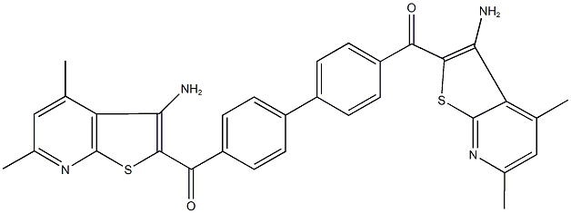 (3-amino-4,6-dimethylthieno[2,3-b]pyridin-2-yl){4'-[(3-amino-4,6-dimethylthieno[2,3-b]pyridin-2-yl)carbonyl][1,1'-biphenyl]-4-yl}methanone Struktur