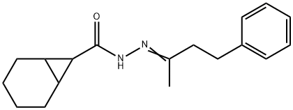 N'-(1-methyl-3-phenylpropylidene)bicyclo[4.1.0]heptane-7-carbohydrazide Struktur