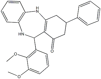 11-(2,3-dimethoxyphenyl)-3-phenyl-2,3,4,5,10,11-hexahydro-1H-dibenzo[b,e][1,4]diazepin-1-one Struktur