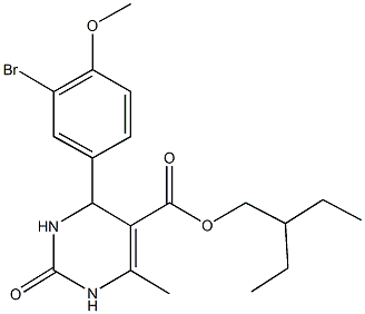 2-ethylbutyl 4-(3-bromo-4-methoxyphenyl)-6-methyl-2-oxo-1,2,3,4-tetrahydro-5-pyrimidinecarboxylate Struktur