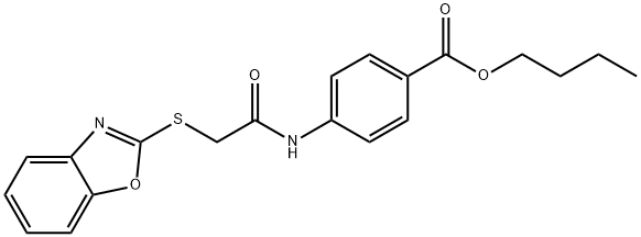 butyl 4-{[(1,3-benzoxazol-2-ylsulfanyl)acetyl]amino}benzoate Struktur