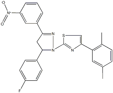 4-(2,5-dimethylphenyl)-2-(5-(4-fluorophenyl)-3-{3-nitrophenyl}-4,5-dihydro-1H-pyrazol-1-yl)-1,3-thiazole Struktur