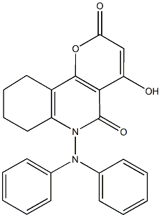 6-(diphenylamino)-4-hydroxy-7,8,9,10-tetrahydro-2H-pyrano[3,2-c]quinoline-2,5(6H)-dione Struktur