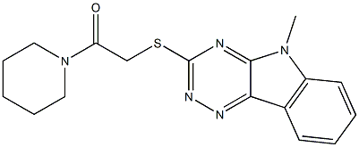 5-methyl-3-{[2-oxo-2-(1-piperidinyl)ethyl]sulfanyl}-5H-[1,2,4]triazino[5,6-b]indole Struktur