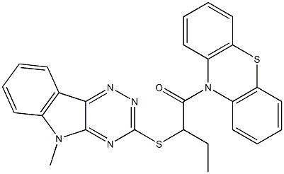 10-{2-[(5-methyl-5H-[1,2,4]triazino[5,6-b]indol-3-yl)sulfanyl]butanoyl}-10H-phenothiazine Struktur