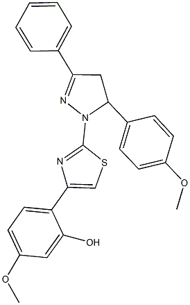 5-(methyloxy)-2-(2-{5-[4-(methyloxy)phenyl]-3-phenyl-4,5-dihydro-1H-pyrazol-1-yl}-1,3-thiazol-4-yl)phenol Struktur