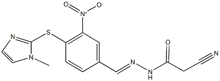 2-cyano-N'-{3-nitro-4-[(1-methyl-1H-imidazol-2-yl)sulfanyl]benzylidene}acetohydrazide Struktur