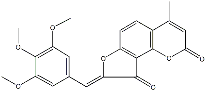 4-methyl-8-(3,4,5-trimethoxybenzylidene)-2H-furo[2,3-h]chromene-2,9(8H)-dione Struktur