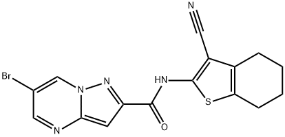 6-bromo-N-(3-cyano-4,5,6,7-tetrahydro-1-benzothien-2-yl)pyrazolo[1,5-a]pyrimidine-2-carboxamide Struktur