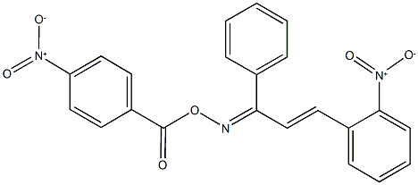 3-{2-nitrophenyl}-1-phenyl-2-propen-1-one O-{4-nitrobenzoyl}oxime Struktur