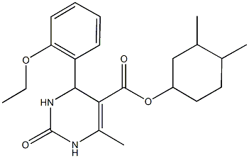 3,4-dimethylcyclohexyl 4-(2-ethoxyphenyl)-6-methyl-2-oxo-1,2,3,4-tetrahydro-5-pyrimidinecarboxylate Struktur