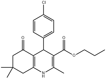 propyl 4-(4-chlorophenyl)-2,7,7-trimethyl-5-oxo-1,4,5,6,7,8-hexahydro-3-quinolinecarboxylate Struktur