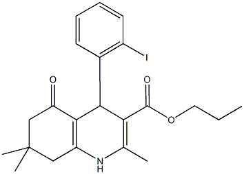 propyl 4-(2-iodophenyl)-2,7,7-trimethyl-5-oxo-1,4,5,6,7,8-hexahydro-3-quinolinecarboxylate Struktur