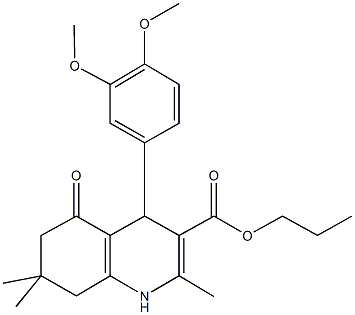 propyl 4-[3,4-bis(methyloxy)phenyl]-2,7,7-trimethyl-5-oxo-1,4,5,6,7,8-hexahydroquinoline-3-carboxylate Struktur