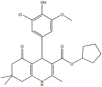 cyclopentyl 4-[3-chloro-4-hydroxy-5-(methyloxy)phenyl]-2,7,7-trimethyl-5-oxo-1,4,5,6,7,8-hexahydroquinoline-3-carboxylate Struktur