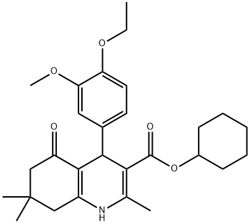 cyclohexyl 4-[4-(ethyloxy)-3-(methyloxy)phenyl]-2,7,7-trimethyl-5-oxo-1,4,5,6,7,8-hexahydroquinoline-3-carboxylate Struktur