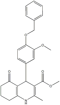 methyl 2-methyl-4-{3-(methyloxy)-4-[(phenylmethyl)oxy]phenyl}-5-oxo-1,4,5,6,7,8-hexahydroquinoline-3-carboxylate Struktur