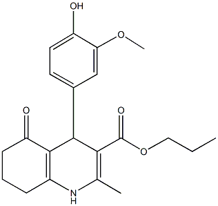 propyl 4-(4-hydroxy-3-methoxyphenyl)-2-methyl-5-oxo-1,4,5,6,7,8-hexahydro-3-quinolinecarboxylate Struktur