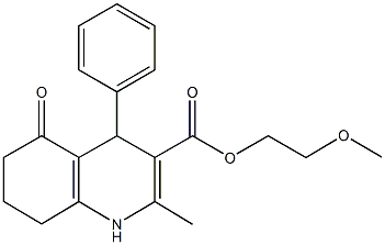 2-methoxyethyl 2-methyl-5-oxo-4-phenyl-1,4,5,6,7,8-hexahydroquinoline-3-carboxylate Struktur