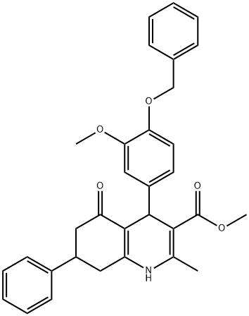 methyl 4-[4-(benzyloxy)-3-methoxyphenyl]-2-methyl-5-oxo-7-phenyl-1,4,5,6,7,8-hexahydro-3-quinolinecarboxylate Struktur