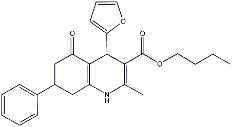 butyl 4-(2-furyl)-2-methyl-5-oxo-7-phenyl-1,4,5,6,7,8-hexahydro-3-quinolinecarboxylate Struktur