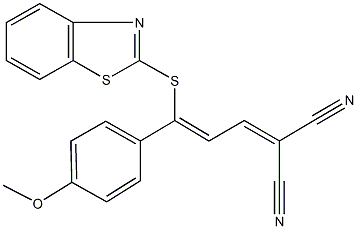 2-[3-(1,3-benzothiazol-2-ylsulfanyl)-3-(4-methoxyphenyl)-2-propenylidene]malononitrile Struktur