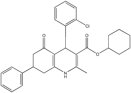 cyclohexyl 4-(2-chlorophenyl)-2-methyl-5-oxo-7-phenyl-1,4,5,6,7,8-hexahydroquinoline-3-carboxylate Struktur