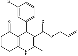 prop-2-enyl 4-(3-chlorophenyl)-2-methyl-5-oxo-1,4,5,6,7,8-hexahydroquinoline-3-carboxylate Struktur