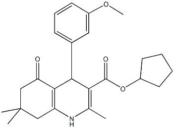 cyclopentyl 2,7,7-trimethyl-4-[3-(methyloxy)phenyl]-5-oxo-1,4,5,6,7,8-hexahydroquinoline-3-carboxylate Struktur