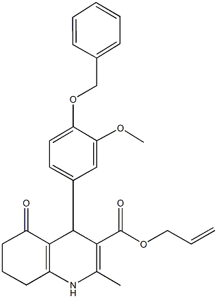 prop-2-enyl 2-methyl-4-{3-(methyloxy)-4-[(phenylmethyl)oxy]phenyl}-5-oxo-1,4,5,6,7,8-hexahydroquinoline-3-carboxylate Struktur