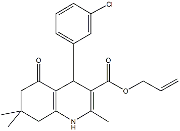 prop-2-enyl 4-(3-chlorophenyl)-2,7,7-trimethyl-5-oxo-1,4,5,6,7,8-hexahydroquinoline-3-carboxylate Struktur