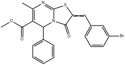 methyl 2-(3-bromobenzylidene)-7-methyl-3-oxo-5-phenyl-2,3-dihydro-5H-[1,3]thiazolo[3,2-a]pyrimidine-6-carboxylate Struktur