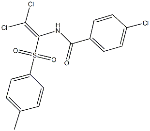 4-chloro-N-{2,2-dichloro-1-[(4-methylphenyl)sulfonyl]vinyl}benzamide Struktur