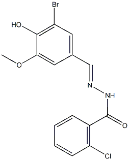 N'-(3-bromo-4-hydroxy-5-methoxybenzylidene)-2-chlorobenzohydrazide Struktur