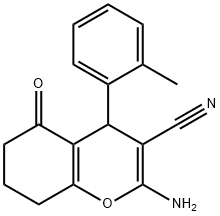 2-amino-4-(2-methylphenyl)-5-oxo-5,6,7,8-tetrahydro-4H-chromene-3-carbonitrile Struktur