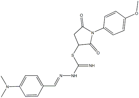 1-(4-methoxyphenyl)-2,5-dioxo-3-pyrrolidinyl 2-[4-(dimethylamino)benzylidene]hydrazinecarbimidothioate Struktur