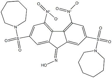 2,7-bis(1-azepanylsulfonyl)-4,5-bisnitro-9H-fluoren-9-one oxime Struktur