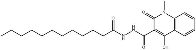 N'-dodecanoyl-4-hydroxy-1-methyl-2-oxo-1,2-dihydroquinoline-3-carbohydrazide Struktur