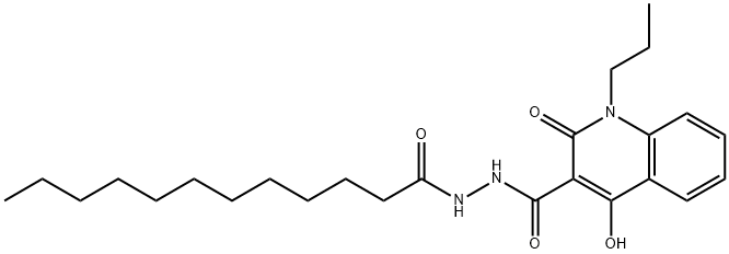 N'-dodecanoyl-4-hydroxy-2-oxo-1-propyl-1,2-dihydroquinoline-3-carbohydrazide Struktur