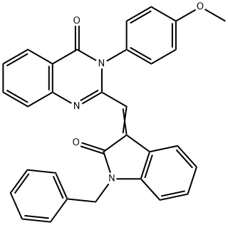 2-[(1-benzyl-2-oxo-1,2-dihydro-3H-indol-3-ylidene)methyl]-3-(4-methoxyphenyl)-4(3H)-quinazolinone Struktur