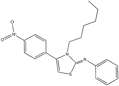 3-hexyl-4-{4-nitrophenyl}-2-(phenylimino)-2,3-dihydro-1,3-thiazole Struktur