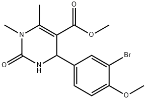 methyl 4-(3-bromo-4-methoxyphenyl)-1,6-dimethyl-2-oxo-1,2,3,4-tetrahydropyrimidine-5-carboxylate Struktur