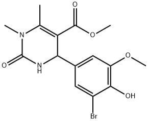 methyl 4-(3-bromo-4-hydroxy-5-methoxyphenyl)-1,6-dimethyl-2-oxo-1,2,3,4-tetrahydropyrimidine-5-carboxylate Struktur