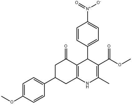 methyl 4-{4-nitrophenyl}-7-(4-methoxyphenyl)-2-methyl-5-oxo-1,4,5,6,7,8-hexahydro-3-quinolinecarboxylate Struktur