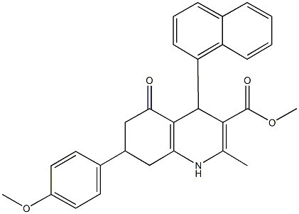 methyl 7-(4-methoxyphenyl)-2-methyl-4-(1-naphthyl)-5-oxo-1,4,5,6,7,8-hexahydro-3-quinolinecarboxylate Struktur