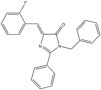 3-benzyl-5-(2-fluorobenzylidene)-2-phenyl-3,5-dihydro-4H-imidazol-4-one Struktur