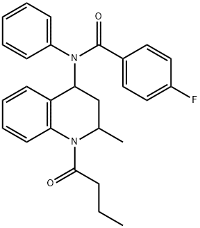 N-(1-butyryl-2-methyl-1,2,3,4-tetrahydro-4-quinolinyl)-4-fluoro-N-phenylbenzamide Struktur