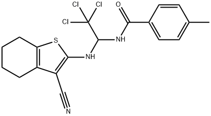 4-methyl-N-{2,2,2-trichloro-1-[(3-cyano-4,5,6,7-tetrahydro-1-benzothien-2-yl)amino]ethyl}benzamide Struktur