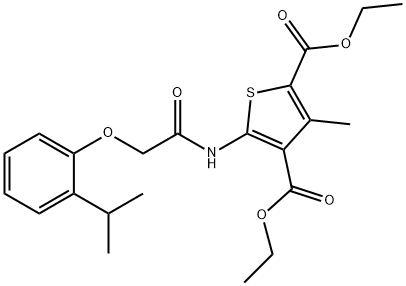 diethyl 5-{[(2-isopropylphenoxy)acetyl]amino}-3-methyl-2,4-thiophenedicarboxylate Struktur