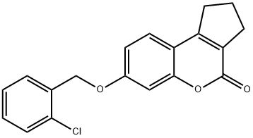 7-[(2-chlorobenzyl)oxy]-2,3-dihydrocyclopenta[c]chromen-4(1H)-one Struktur